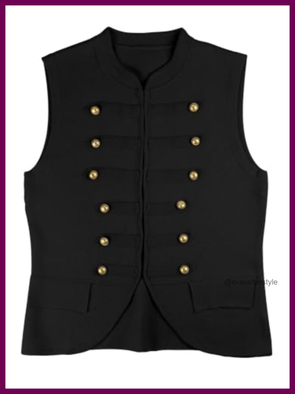 Women's Military Knit Vest Sleeveless Cropped Hook Eye Stand Collar Top